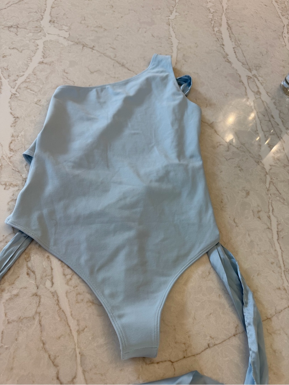 NWT Free People Light Blue One-Shoulder Bodysuit